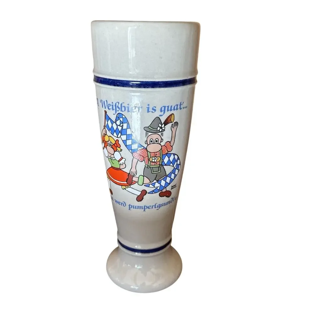 Vintage German Pilsner-Shape .05 L Stoneware Weisbier Stein Domdesign